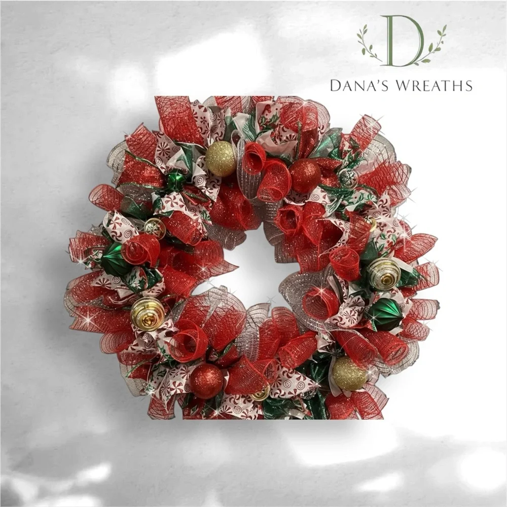Festive Red and Green Holiday Wreath